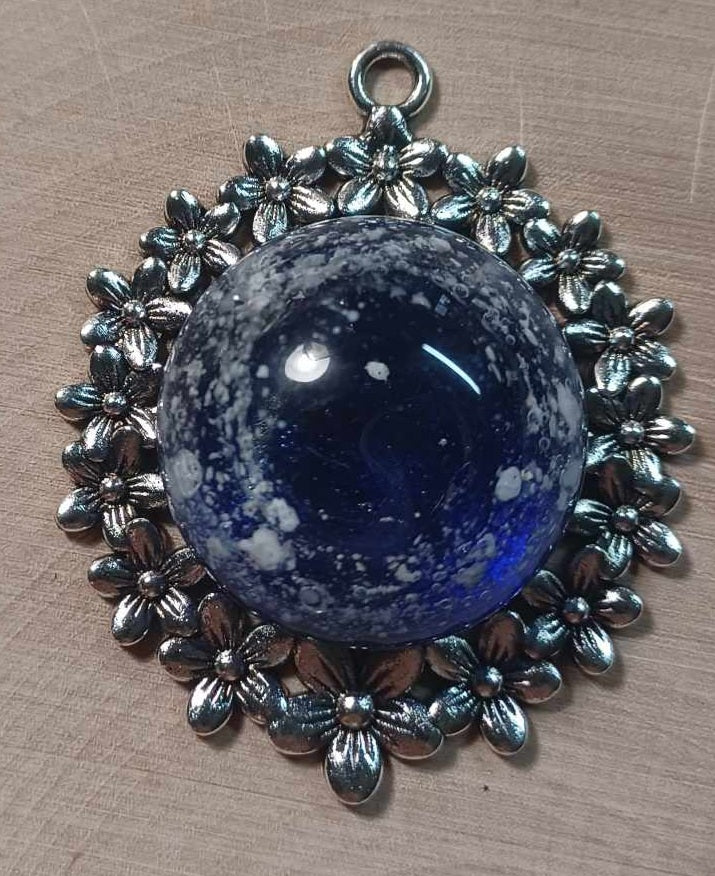 Silver floral backing Ash Pendant