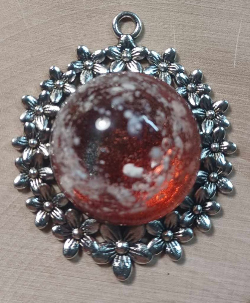 Silver floral backing Ash Pendant