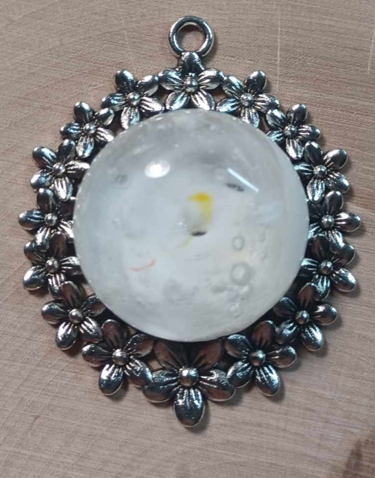 Silver floral backing Ash Pendant