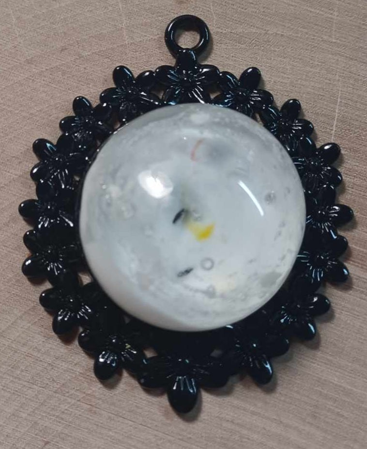 Black Flower Backing Ash Pendant