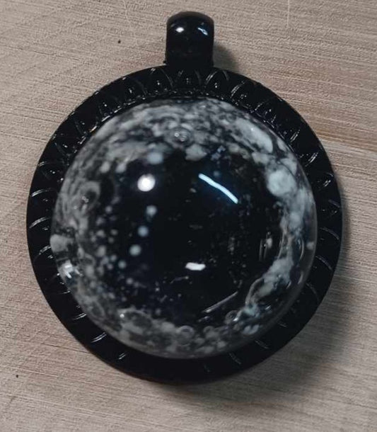 Black Sun Ray Backing Ash Pendant