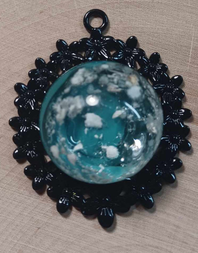 Black Flower Backing Ash Pendant