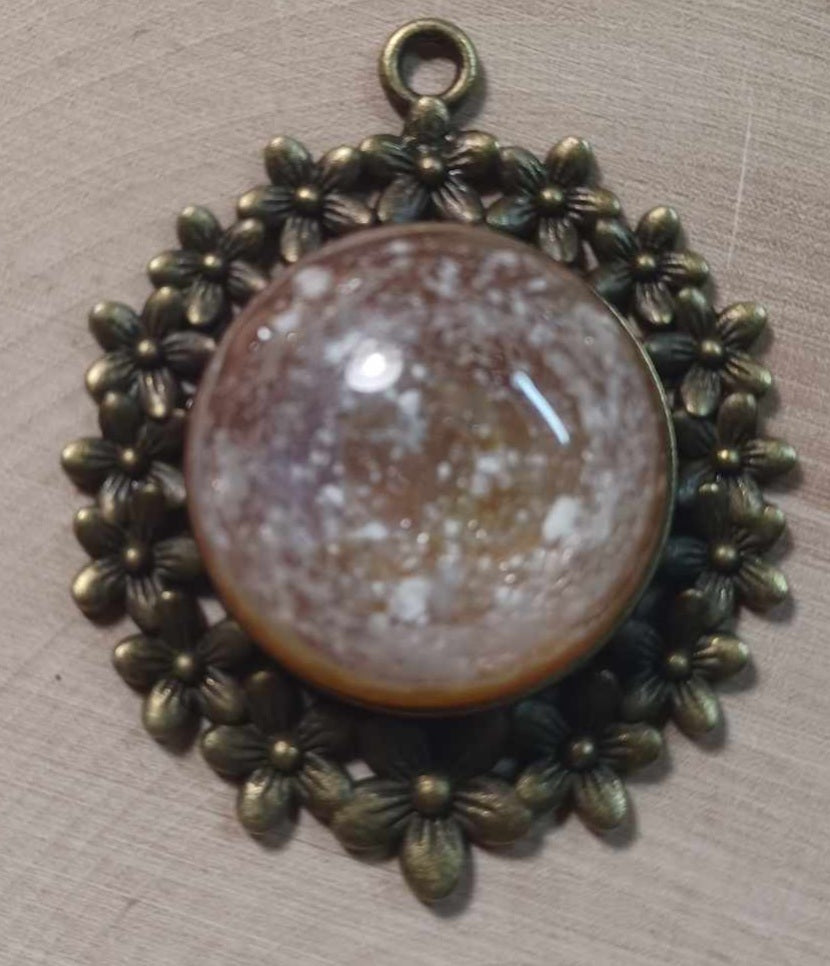 Bronze Floral backing Ash Pendant