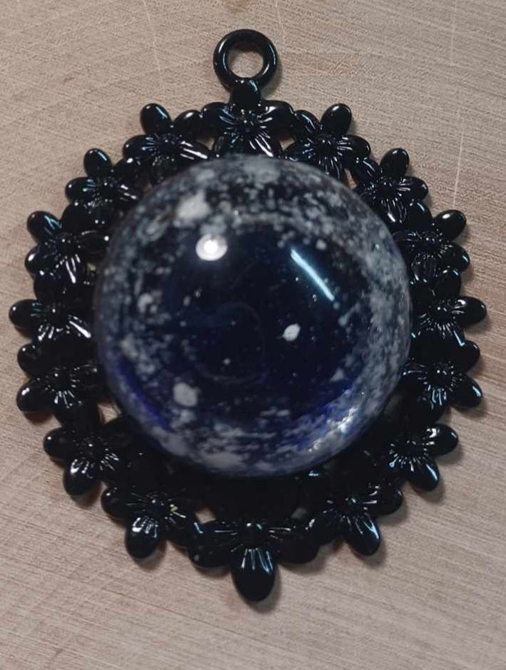 Black Flower Backing Ash Pendant