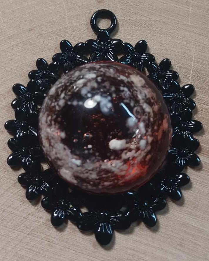 Black Flower Backing Ash Pendant